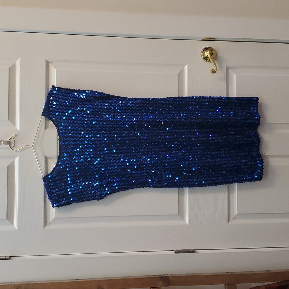Blue sequin cocktail dress
